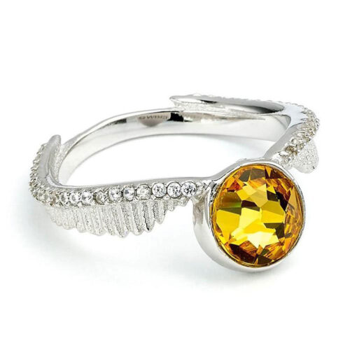 Harry Potter Sterling Silver Golden Snitch Crystal Ring Large