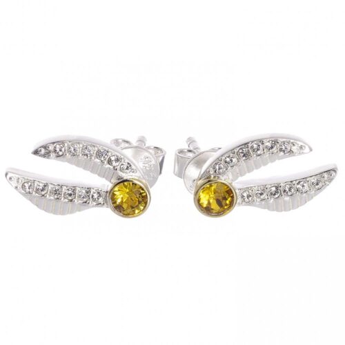 Harry Potter Sterling Silver Golden Snitch Crystal Stud Earrings