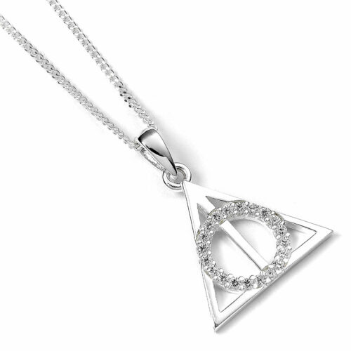 Harry Potter Sterling Silver Deathly Hallows Crystal Necklace